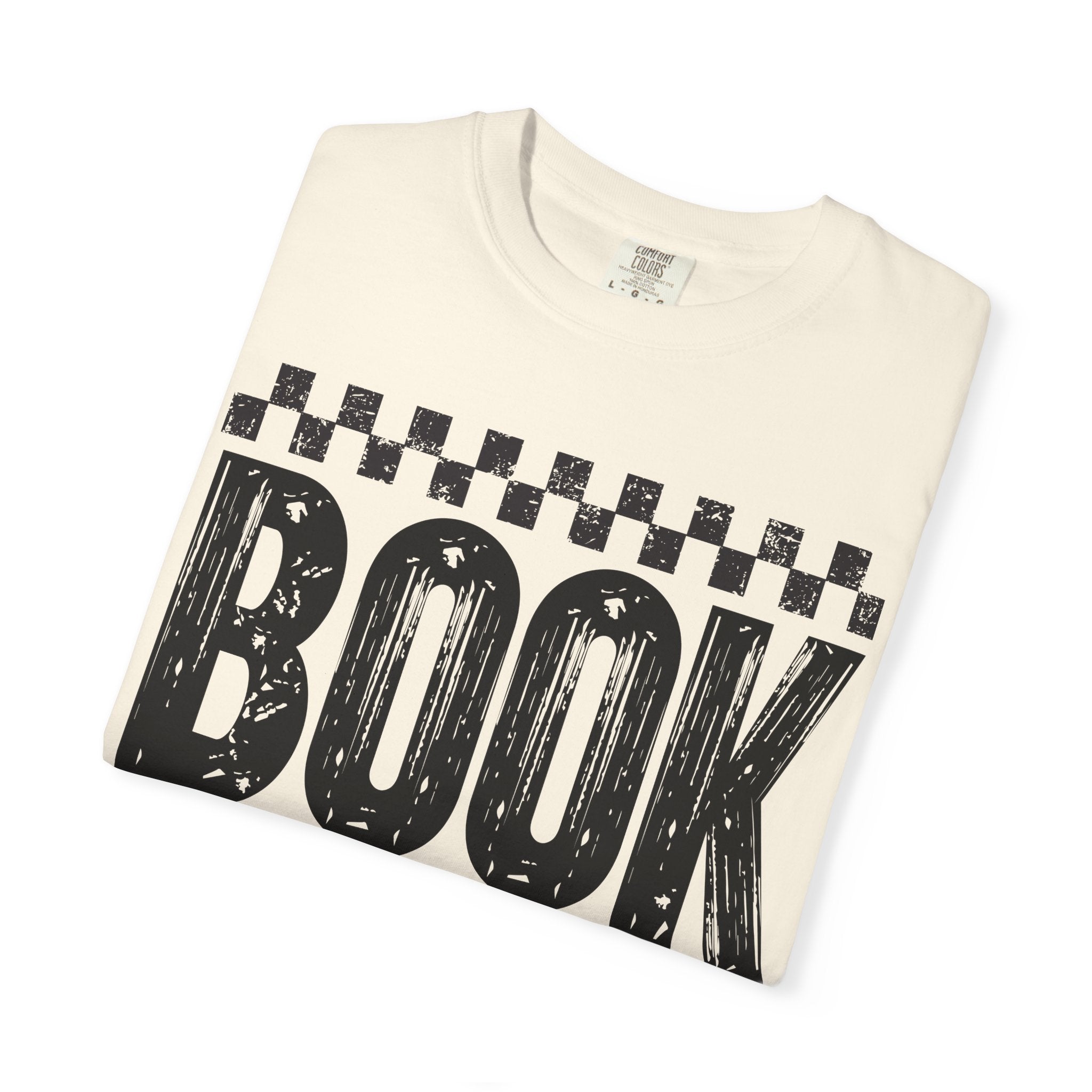 The Bookworm Tee — Vintage Checkered Typography