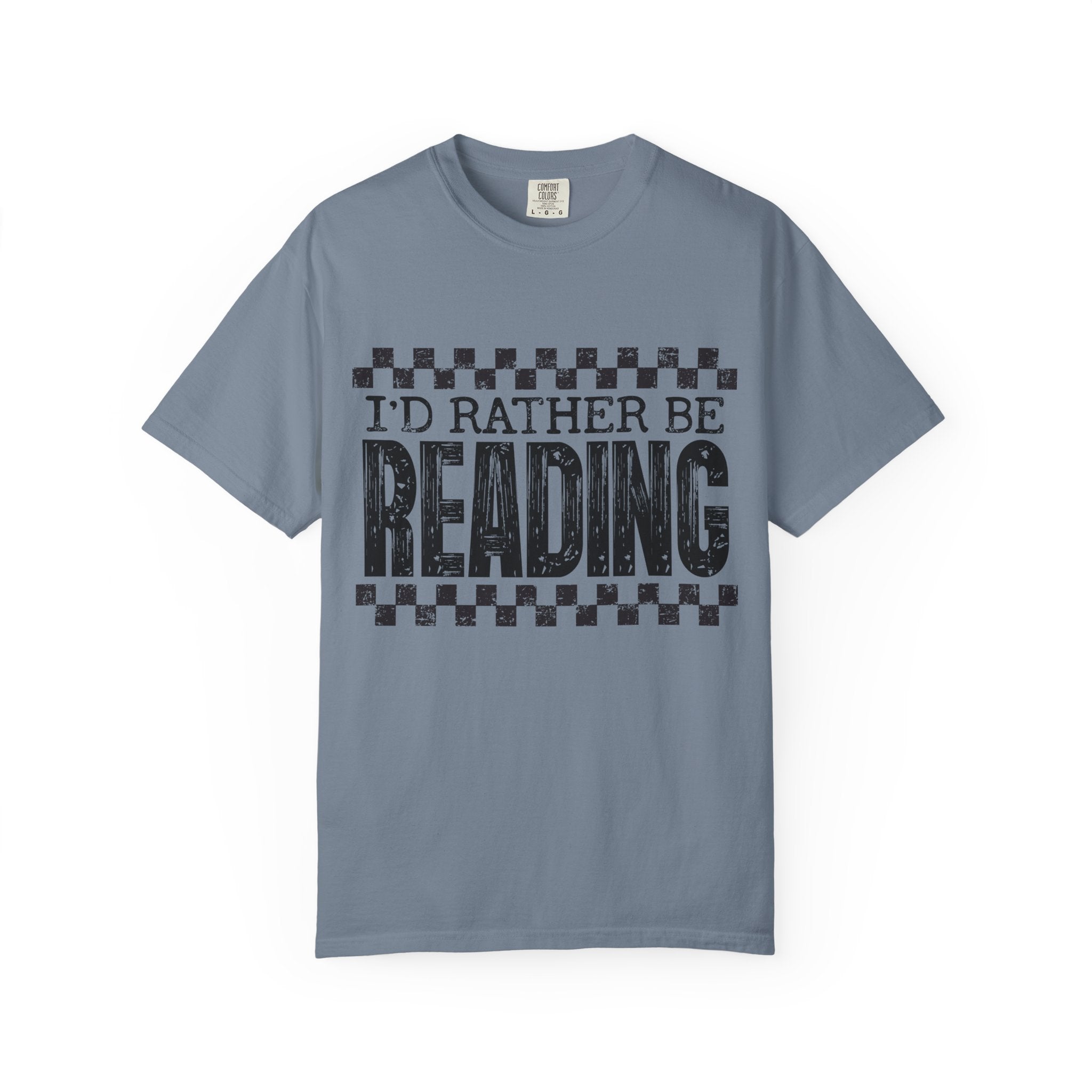 I'd Rather Be Reading T-Shirt — Vintage Checkerbook Graphic Tee for Book Lovers