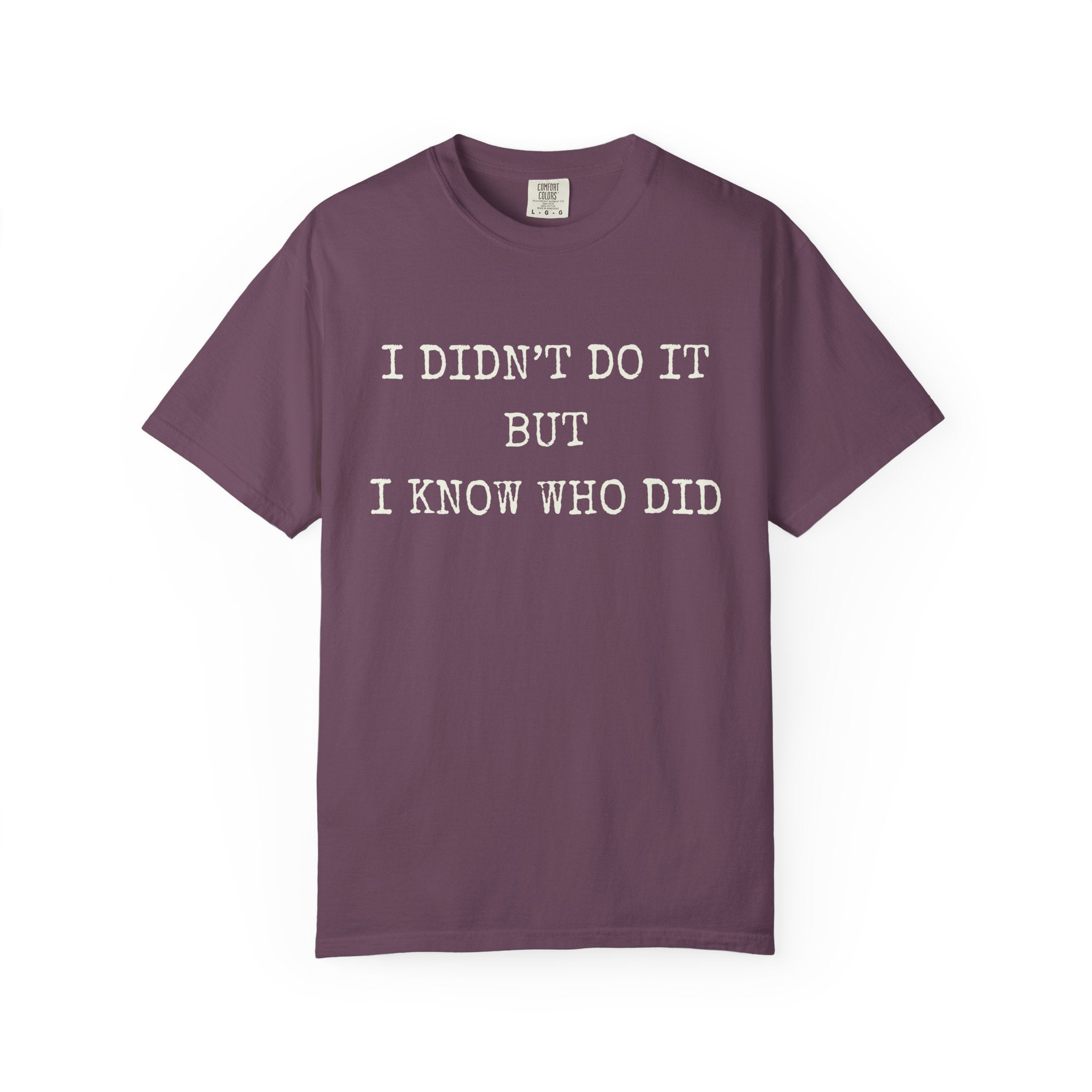 I Didn't Do It But I Know Who Did T-Shirt — Thriller Reader Typewriter Tee